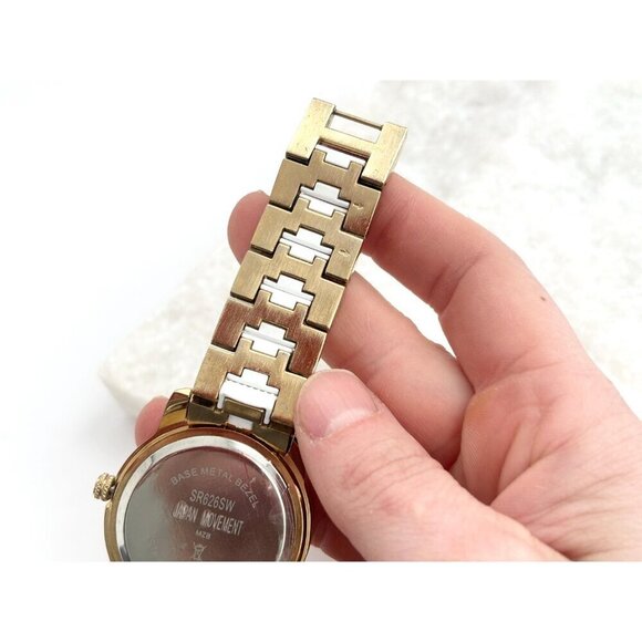 Gruen Chronograph Gold & White T Women's Rhinestone Wrist Watch - 30mm - WORKS! - Picture 7 of 10